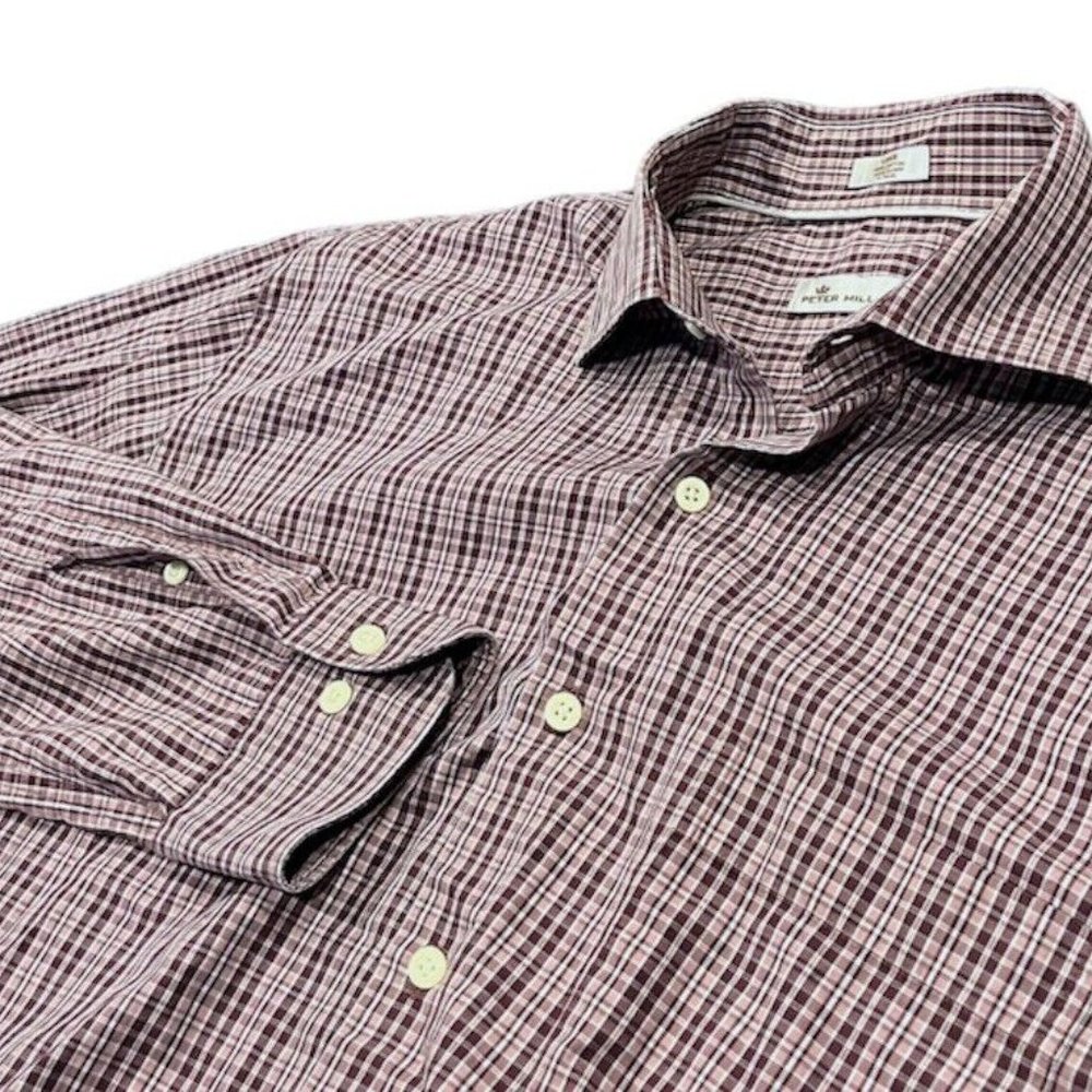 Peter Millar Purple & Pink Plaid Large‎ Button-Down Long Sleeve Dress Shirt